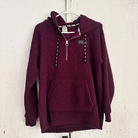 PINK Victoria's Secret Tops - PINK Victoria's Secret Fuzzy Zip Pullover Medium